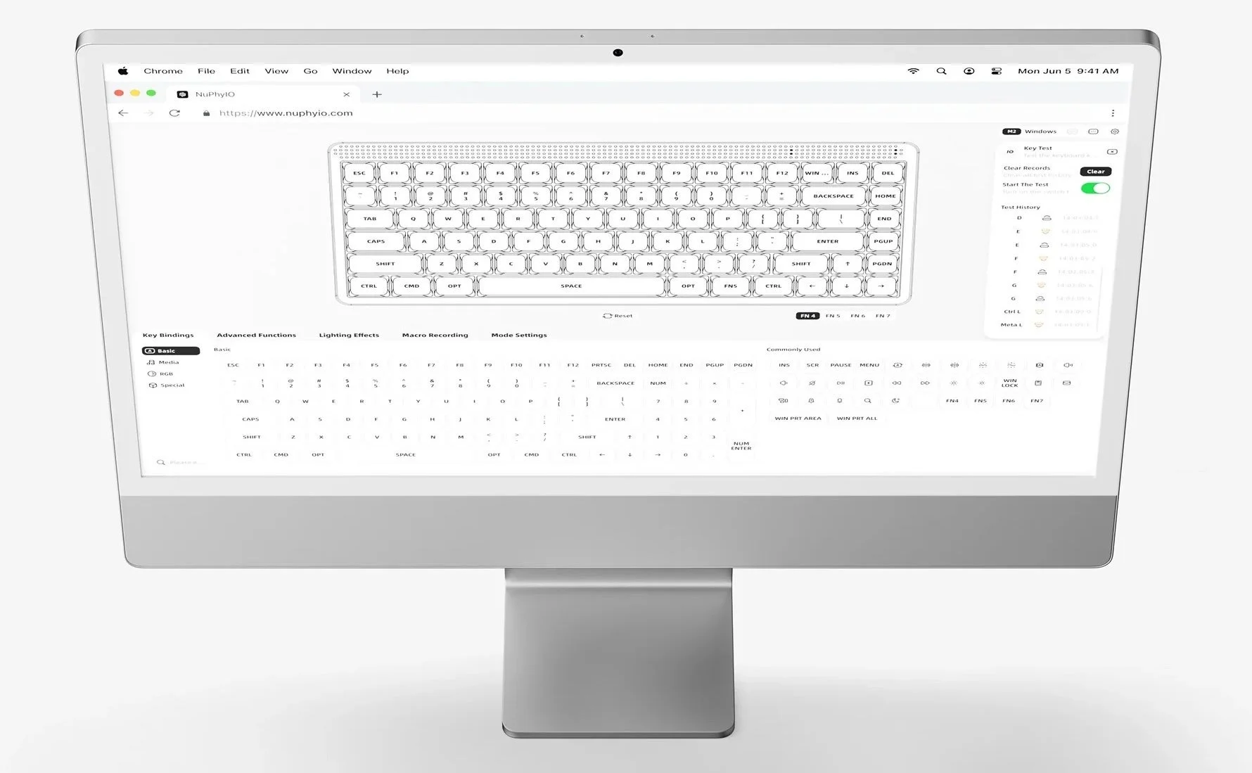 Macのモニターに表示されたキーボードカスタマイズソフトウェアの画面です。