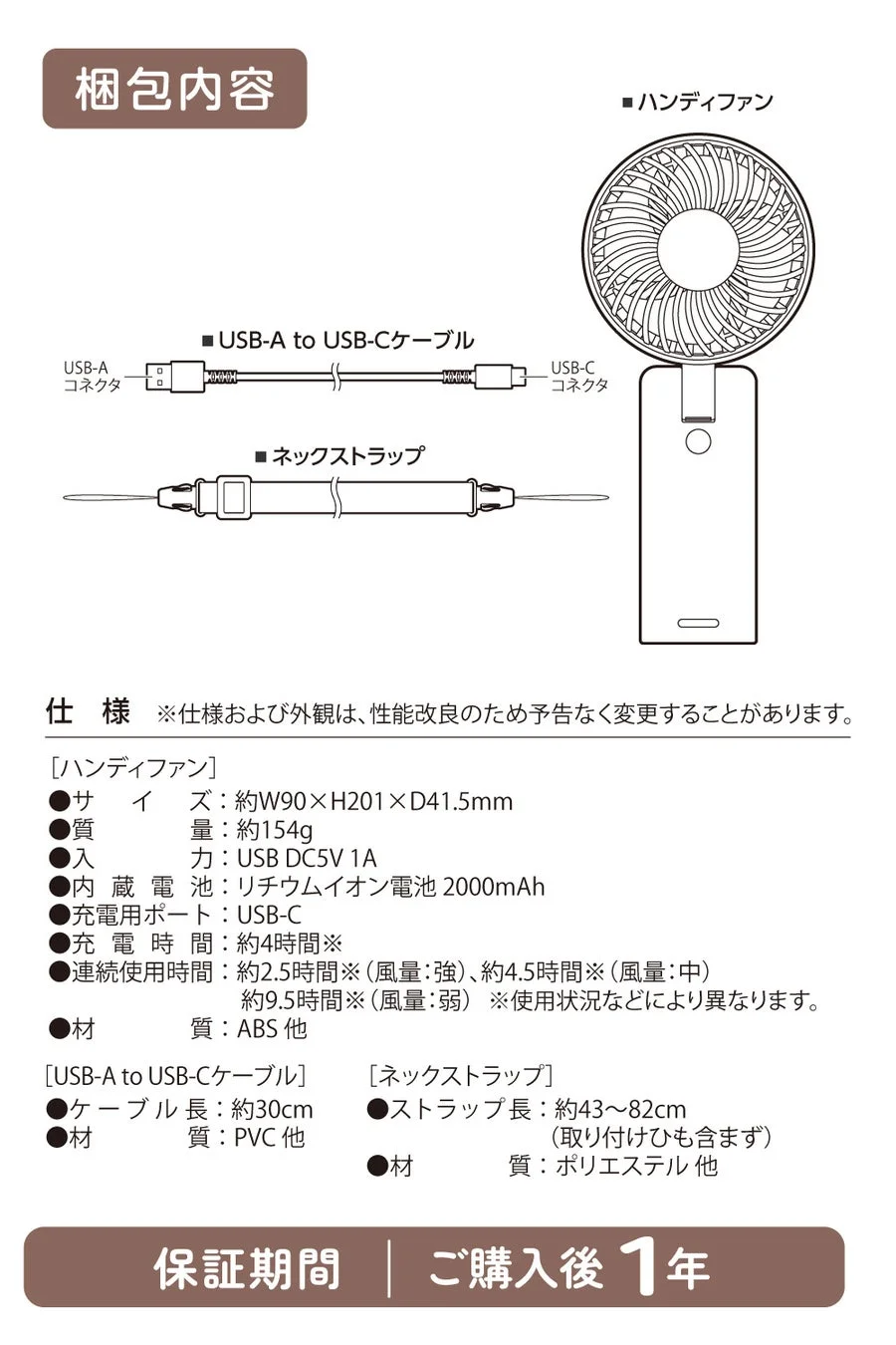 製品仕様と付属品