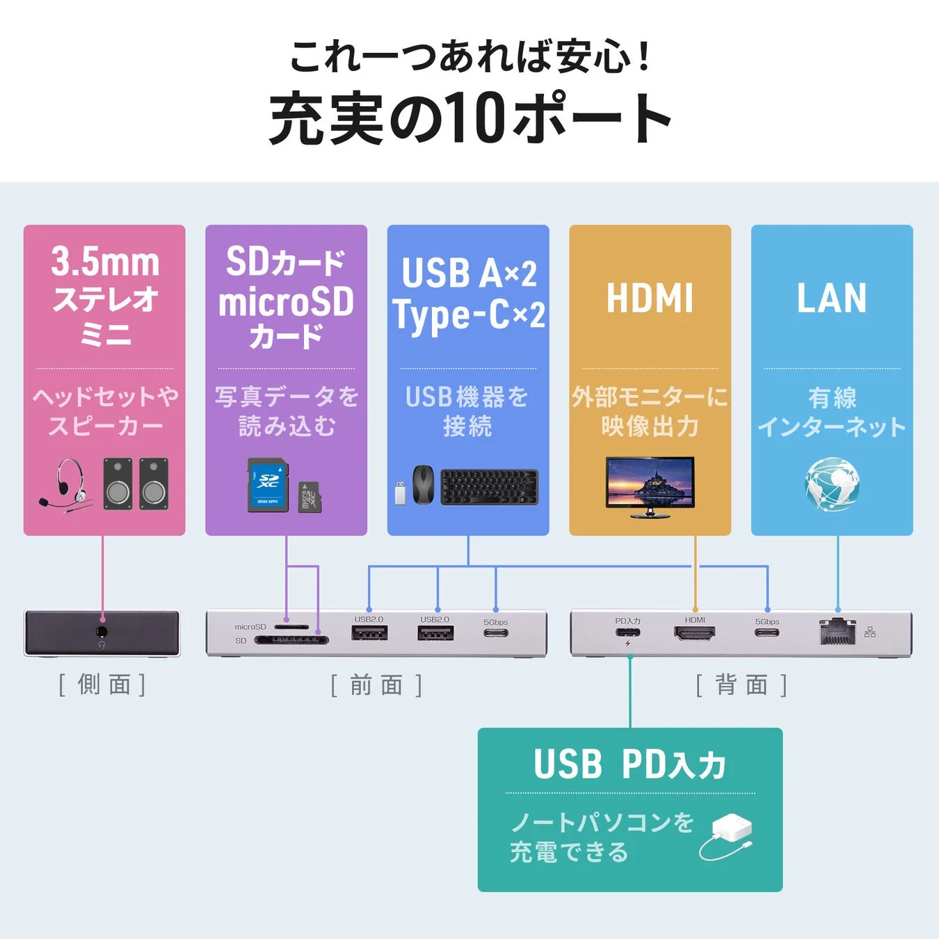 これ一つあれば安心！充実の10ポート