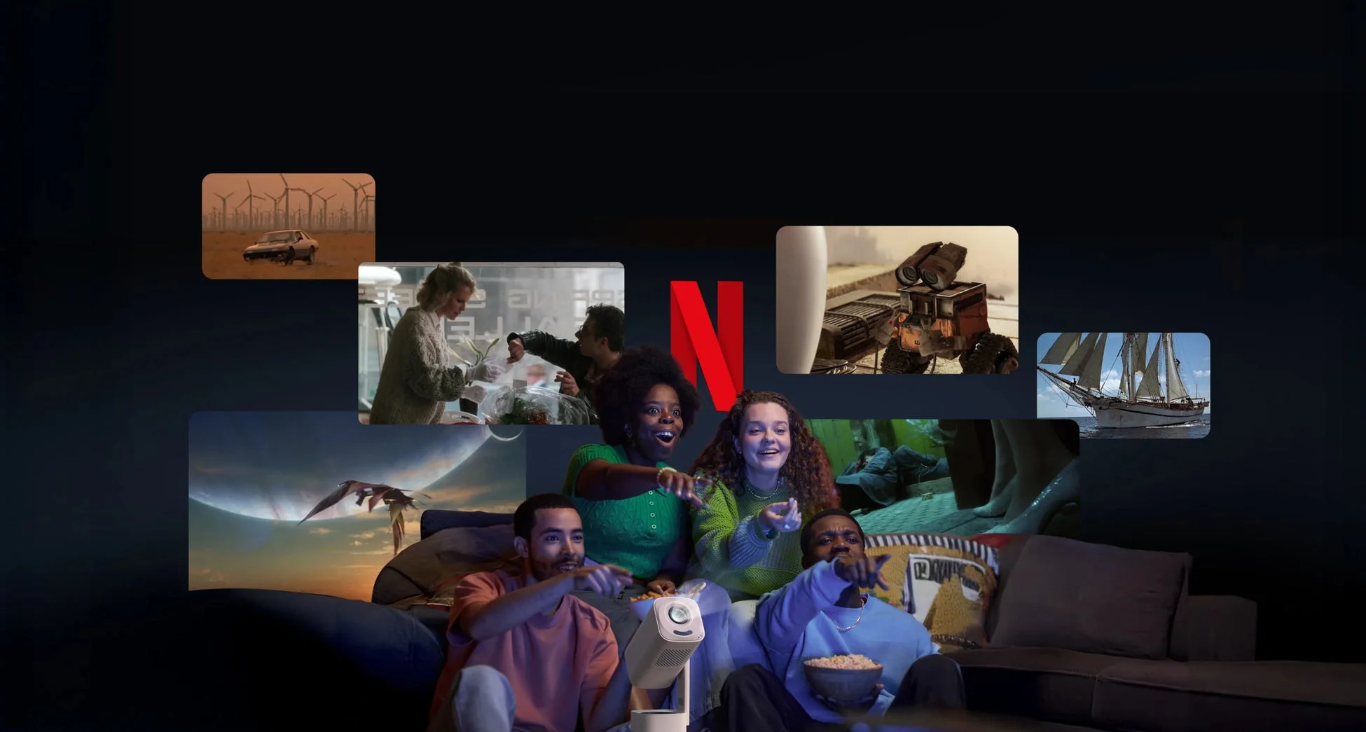 友達とNetflixを鑑賞する様子