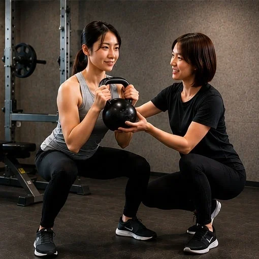 パーソナルトレーニングを受ける女性