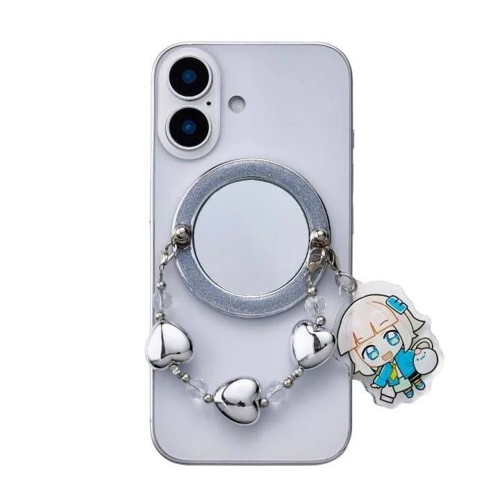ミラー付きスマホリングとアニメキャラチャーム
