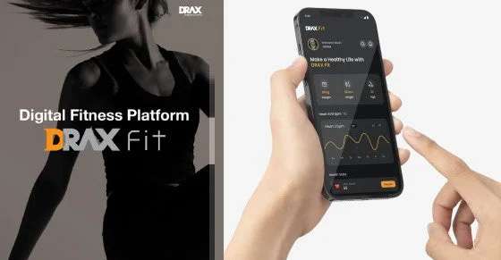 DRAX Fitというデジタルフィットネスプラットフォームのプロモーション画像。