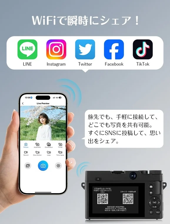 WiFiで瞬時にシェア