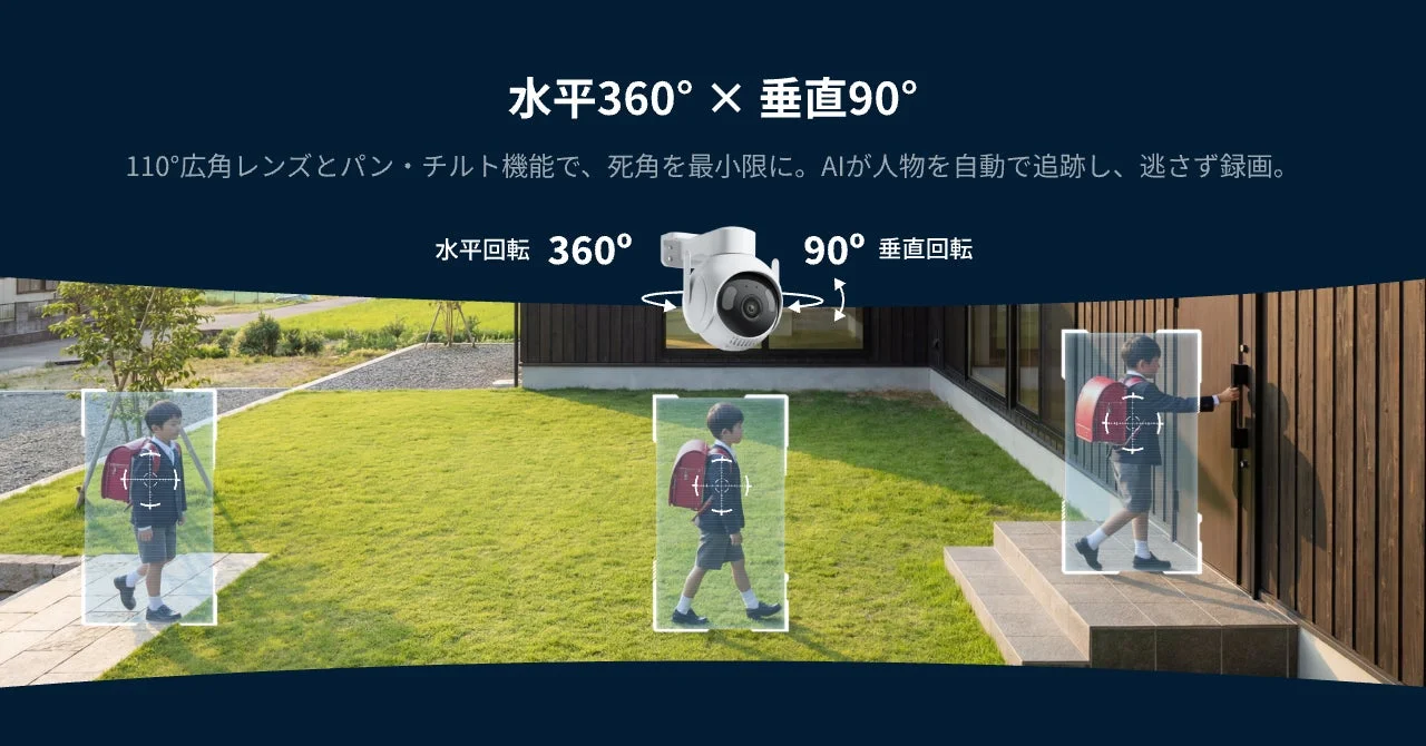 3K高画質・360°パンチルト・IP66防水防塵