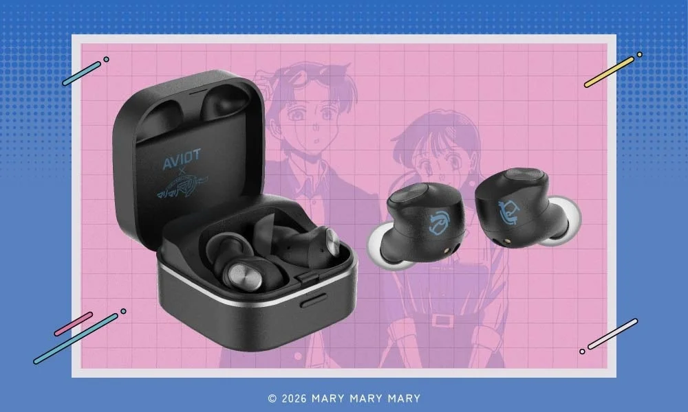 ワイヤレスイヤホンと充電ケースのデザイン画像