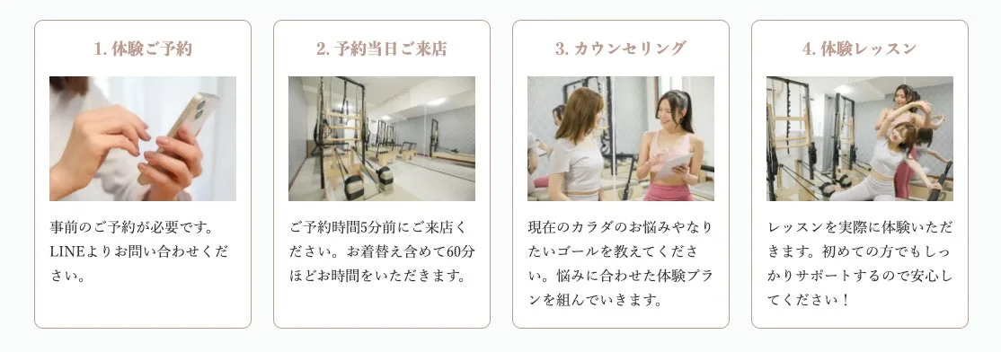 Pilates Mee 京成高砂店 体験レッスンのご予約手順