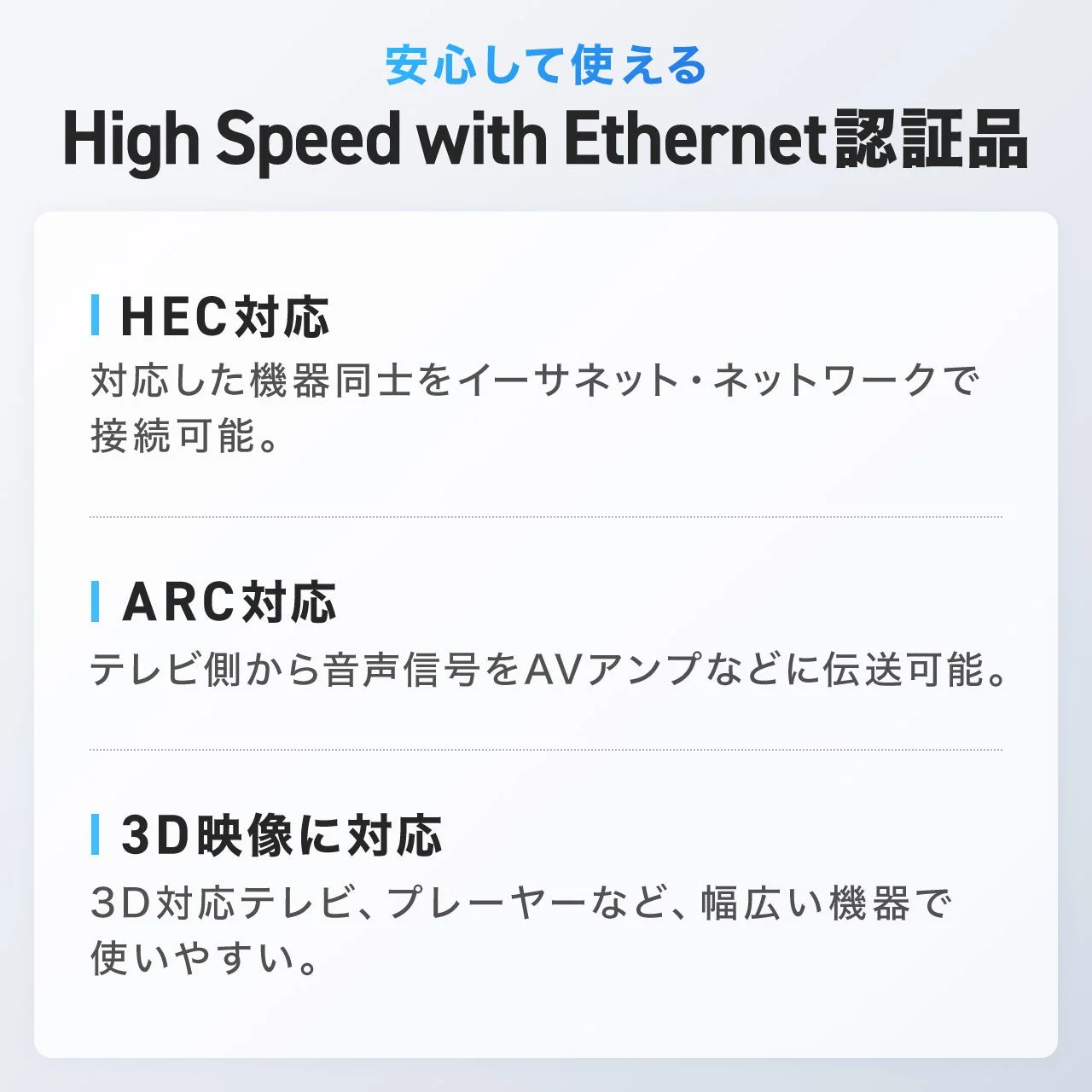 High Speed with Ethernet認証品