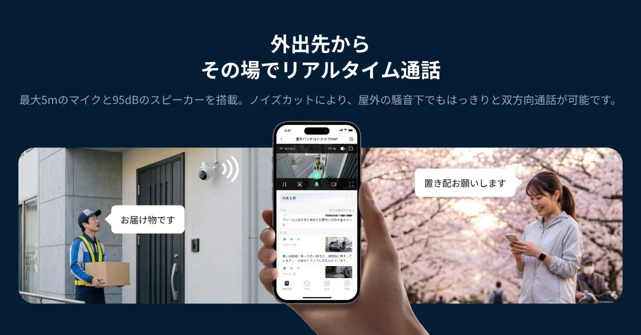 スマホ確認、双方向通話、RTSP連携