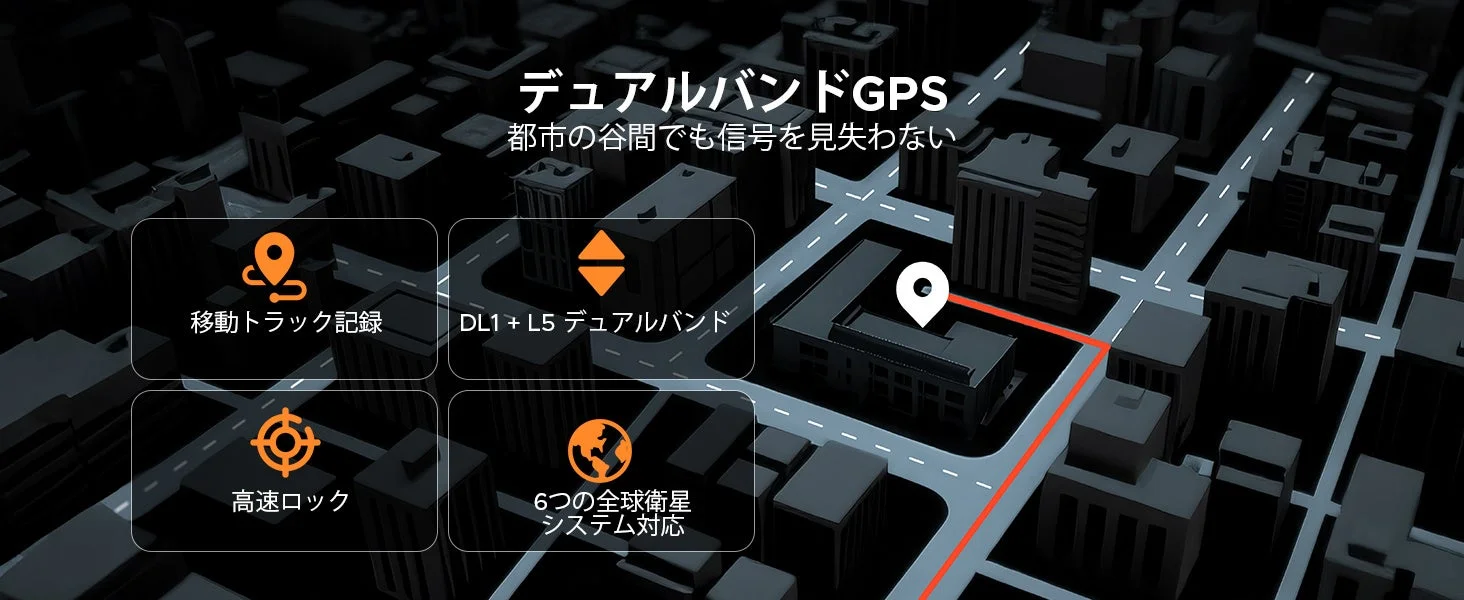 デュアルバンドGPS 都市の谷間でも信号を見失わない 移動トラック記録 DL1 + L5 デュアルバンド 高速ロック 6つの全球衛星システム対応