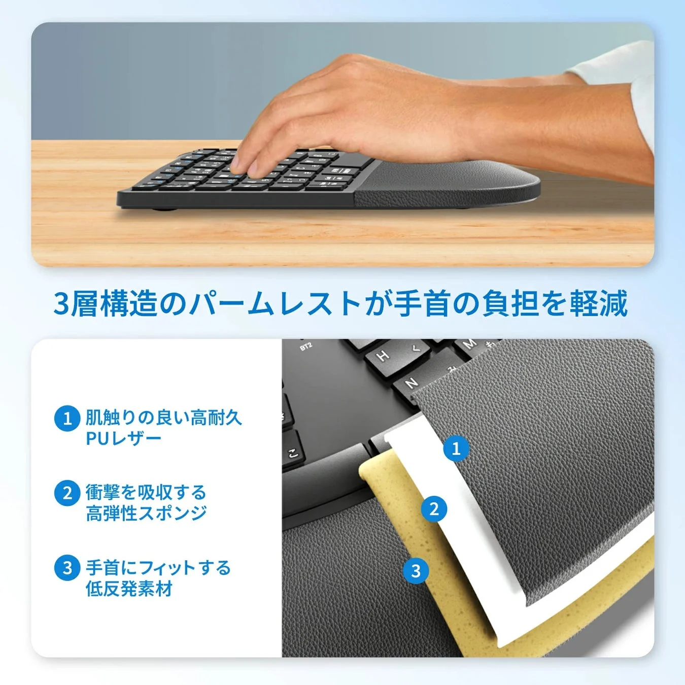 3層構造のパームレスト