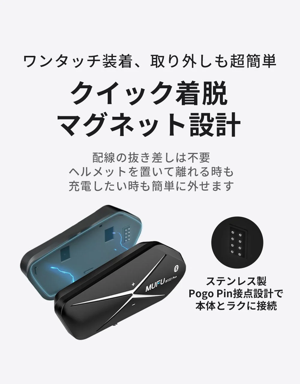 ワンタッチ装着、クイック着脱マグネット設計
