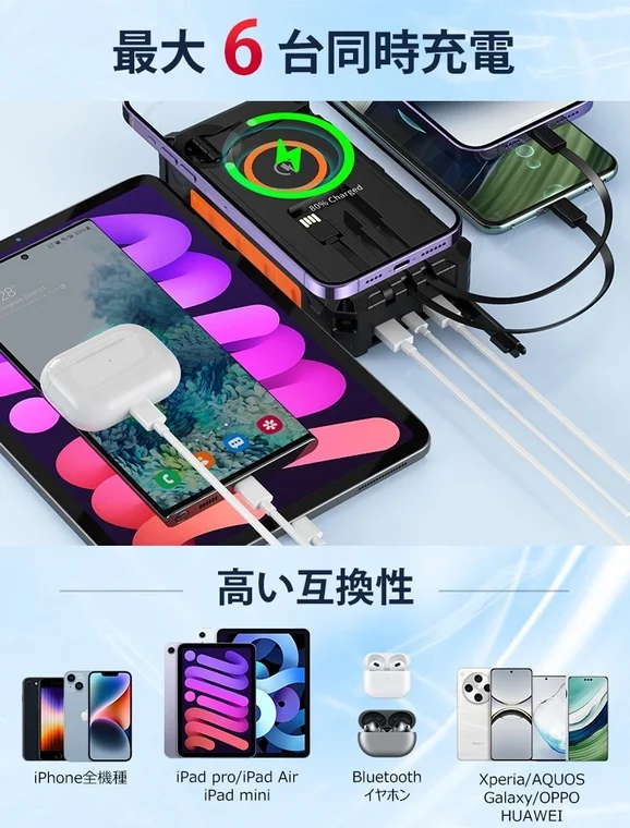 最大6台同時充電対応