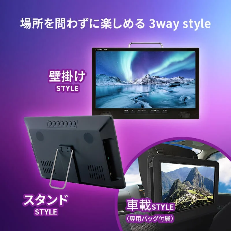 場所を選ばず楽しめる3wayスタイルのポータブルモニターのイメージ