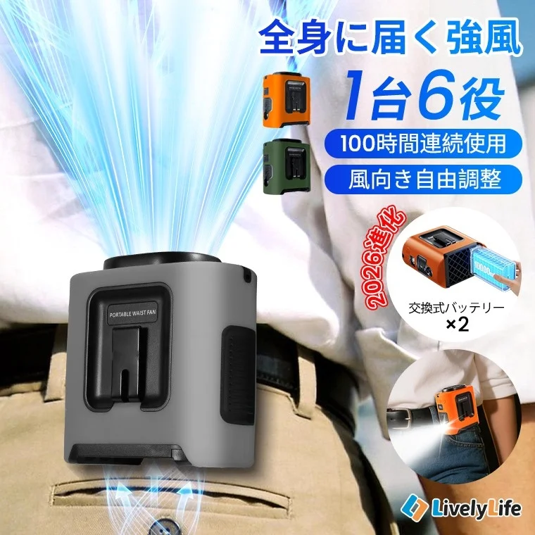 充電切れの悩み解消！最長100時間稼働の交換式バッテリー腰掛けファンが新登場