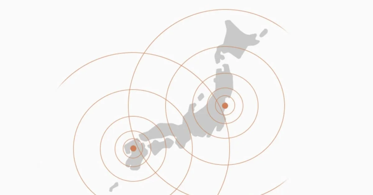 日本地図と電波の波紋