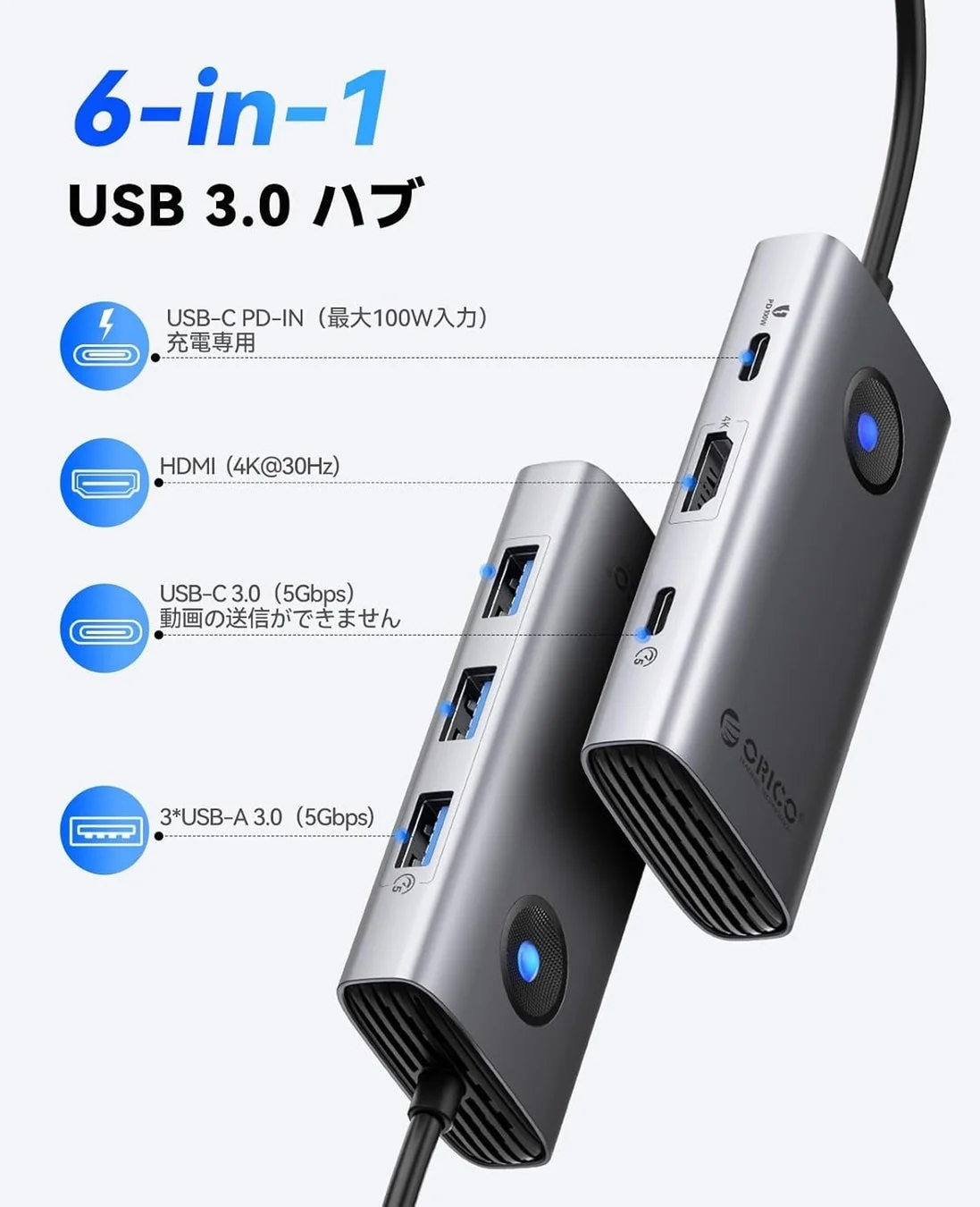 6-in-1 USB 3.0 ハブ
