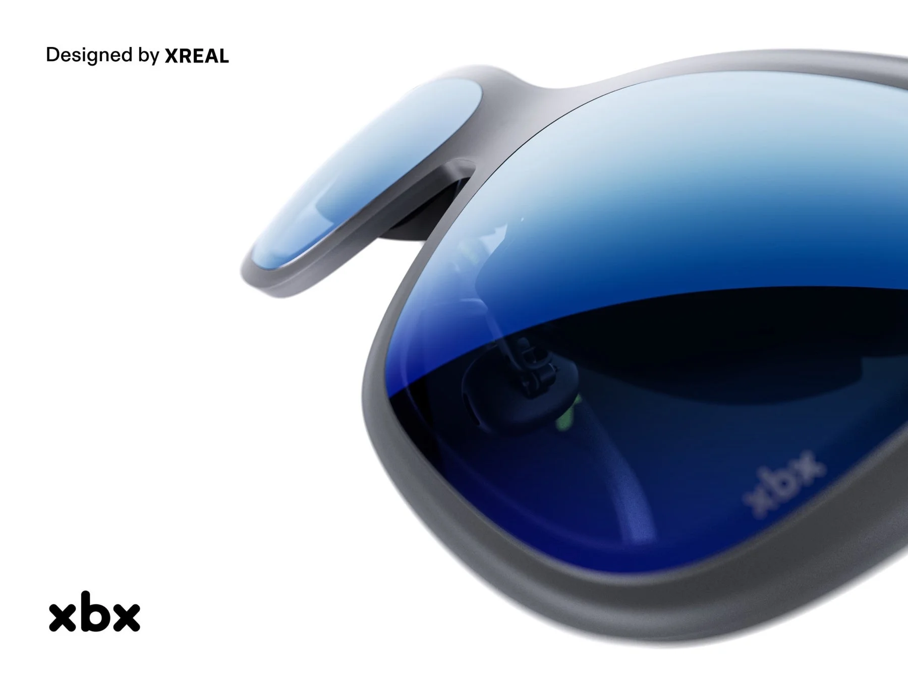 XREALがデザインしたxbxスマートグラスのクローズアップ