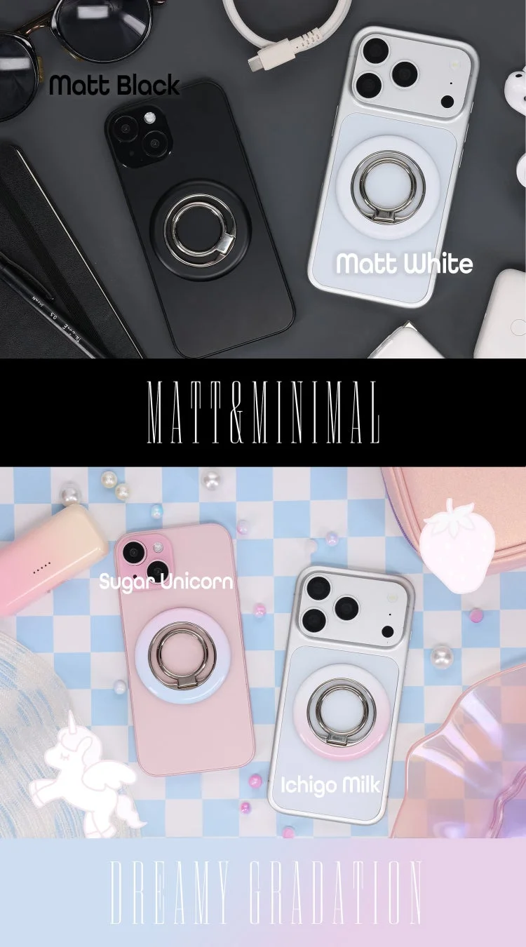マットカラーのスマートフォンケースとスマホリング