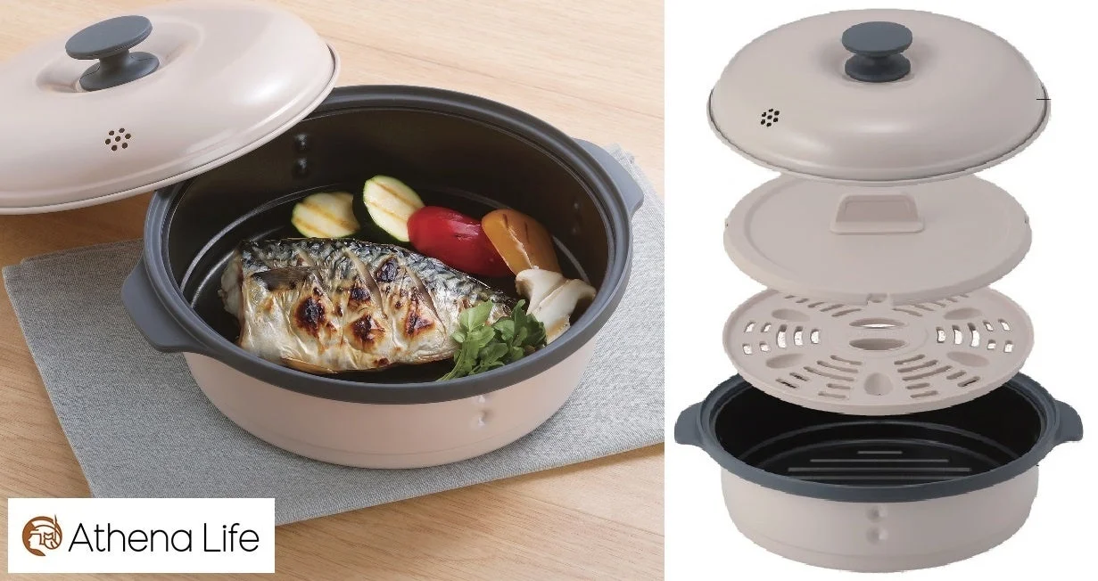電子レンジで直火クオリティ！裏返し不要の「アテーナライフ 両面同時に焼ける電子レンジでらくらくグリル」が新登場