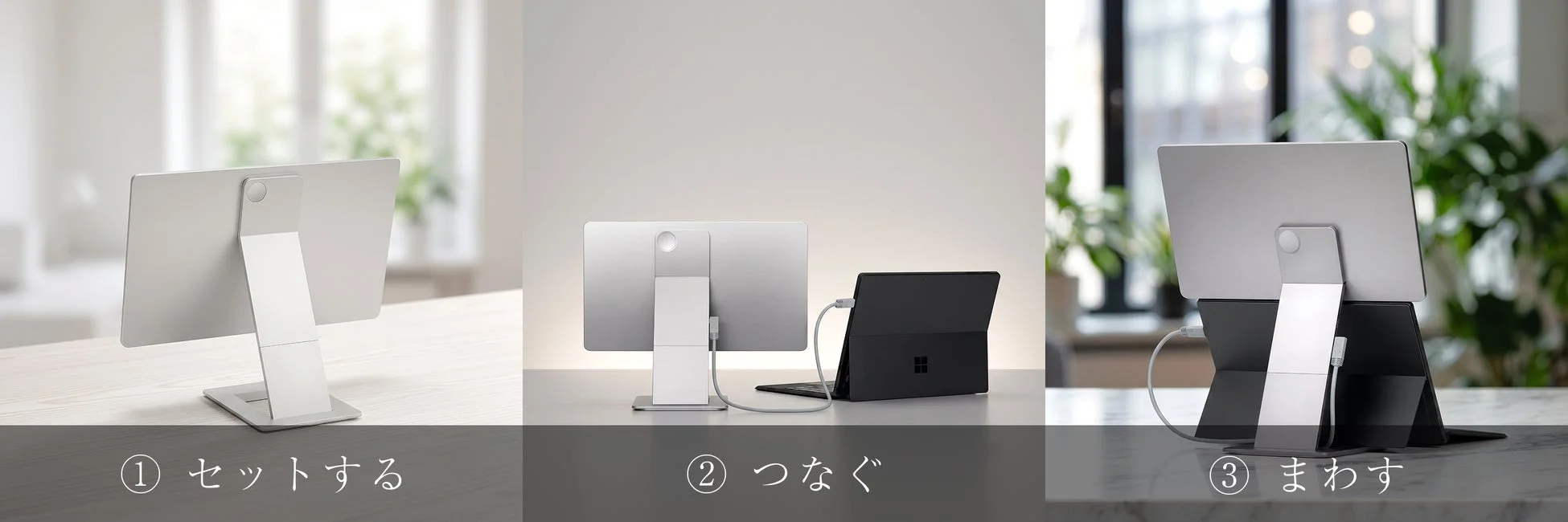 セットする、つなぐ、まわす