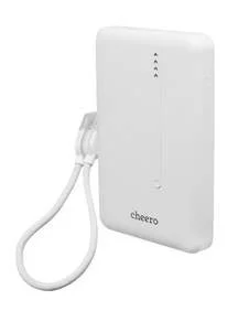 白を基調としたcheeroブランドのポータブル充電器