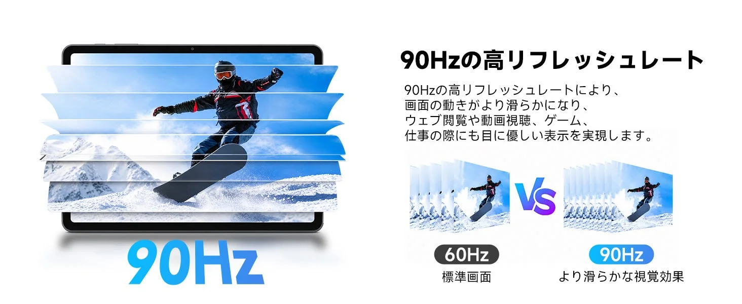 90Hz高リフレッシュレートディスプレイ
