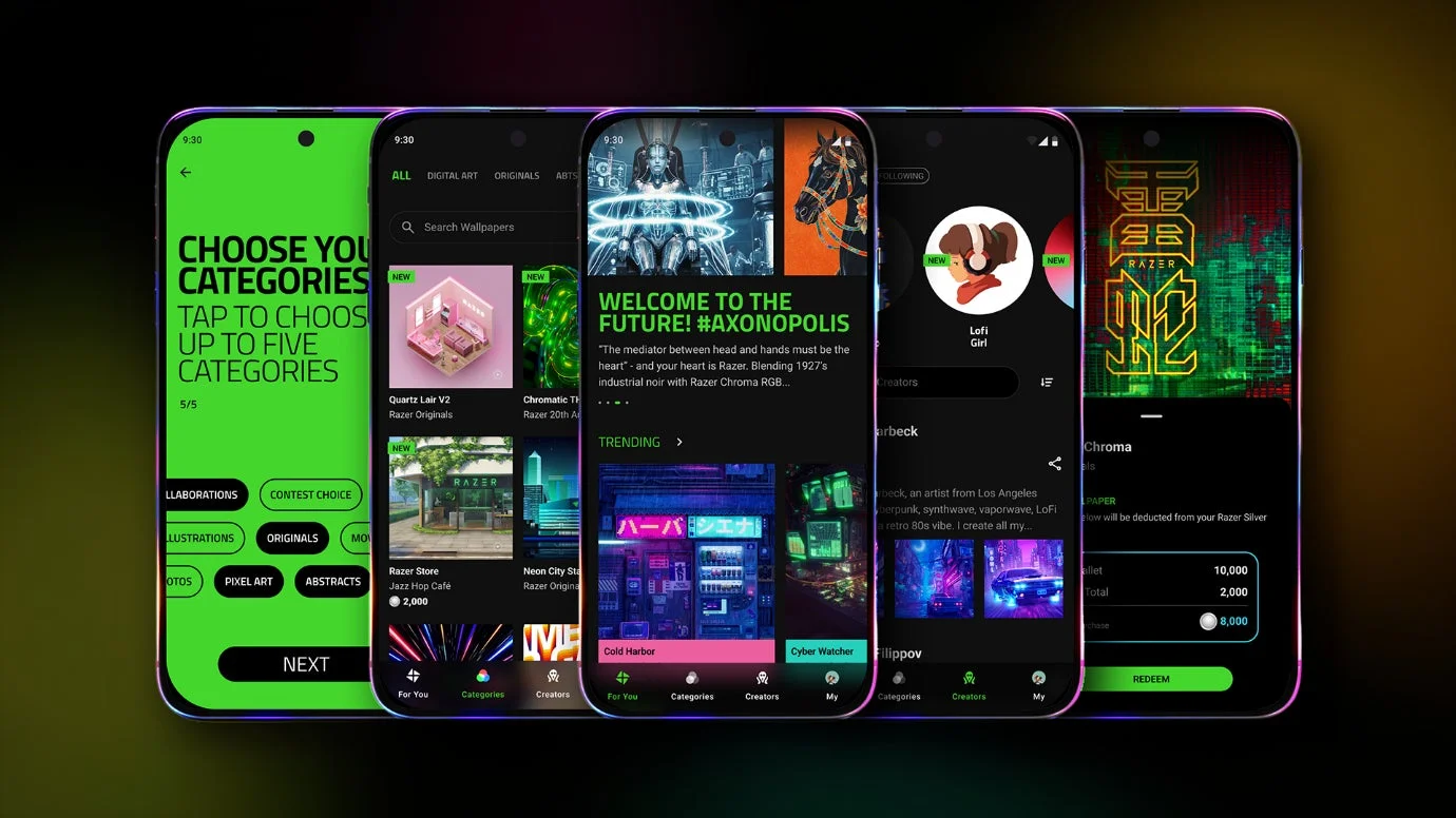 Razer Axon Wallpaper Engine モバイルアプリ画面