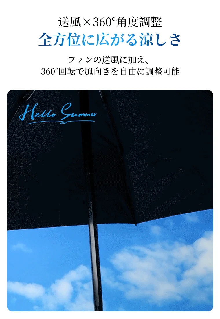 送風×360°角度調整 全方位に広がる涼しさ