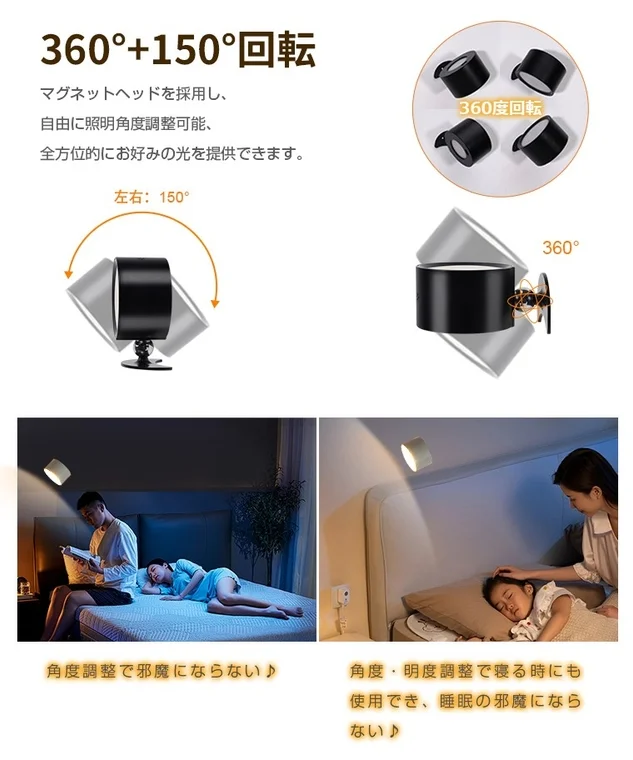 360°+150°回転で角度調整