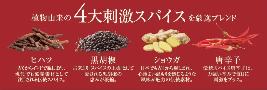 植物由来の4大刺激スパイスの紹介