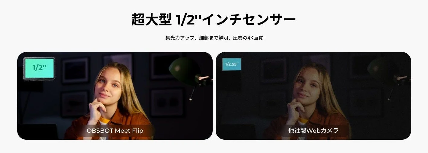 1/2インチセンサーによる4K画質の比較