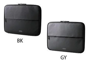 ブラック(BK)とグレー(GY)の2色のラップトップスリーブが並べられた画像です。