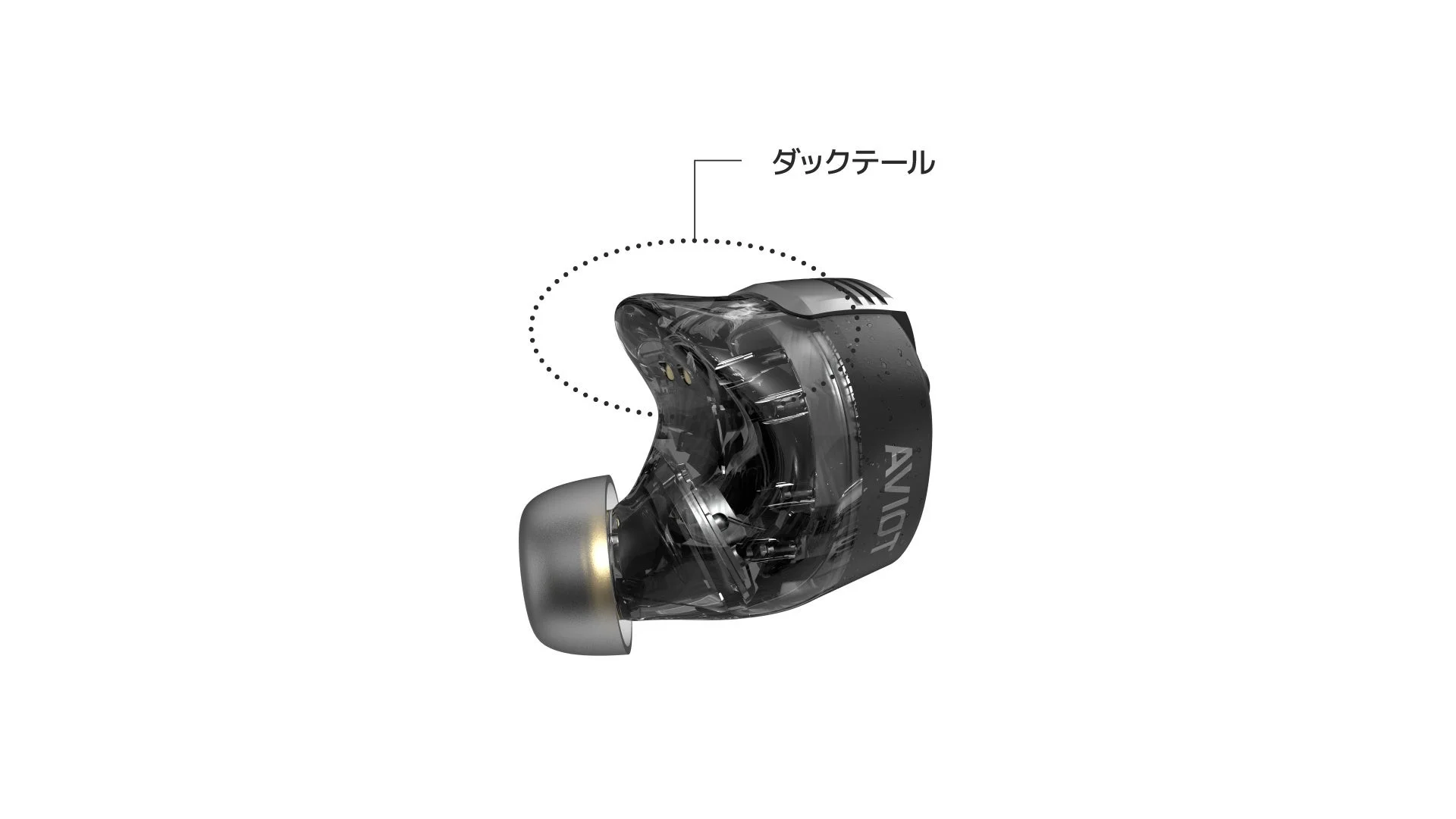 AVIOTブランドのインイヤーイヤホンのダックテールデザイン