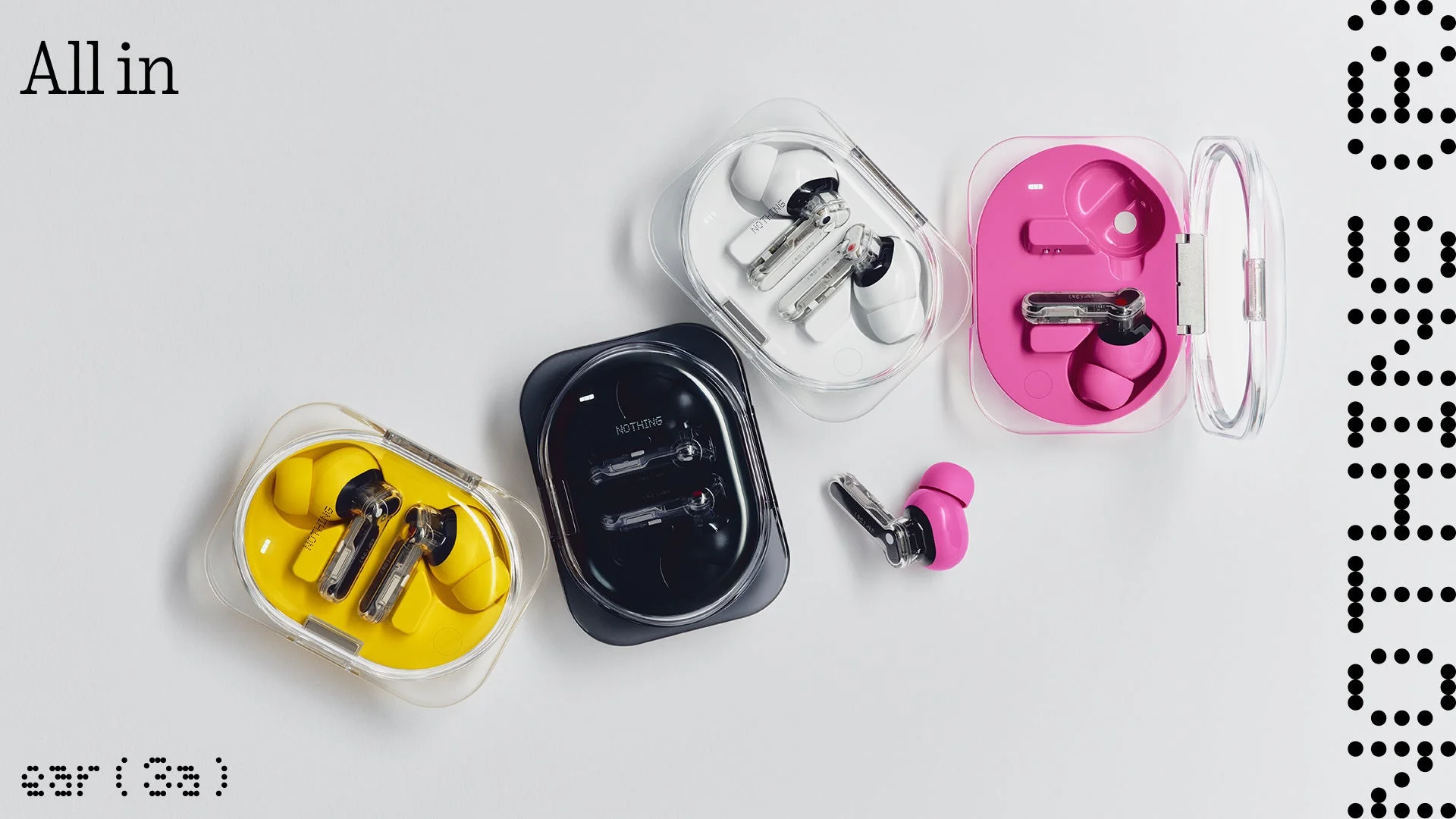 Nothingが新ワイヤレスイヤホン「Ear (3a)」を発表！あざやかな新色と高性能ノイキャンを搭載