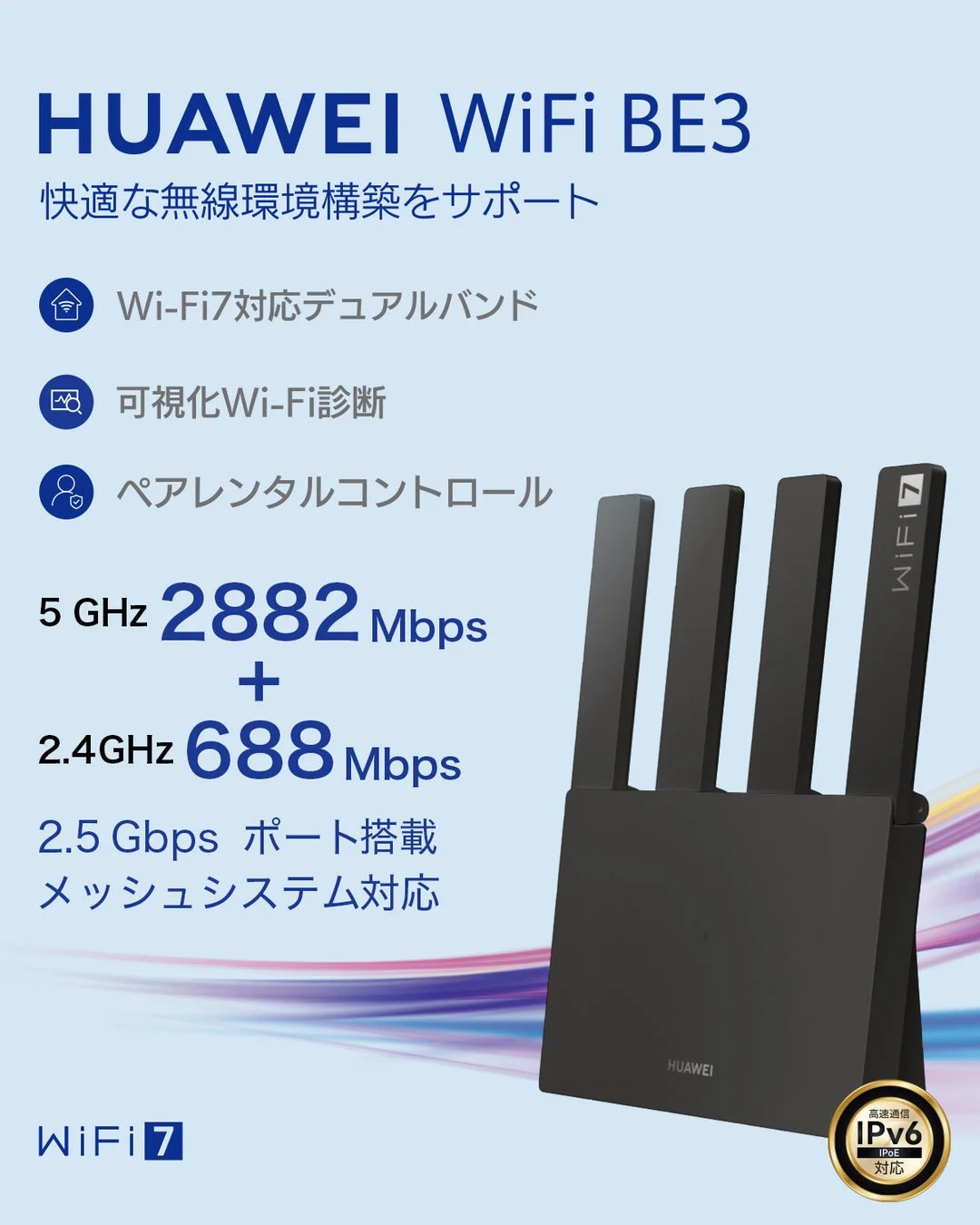 Wi-Fi 7、IPv6、メッシュ対応の特長