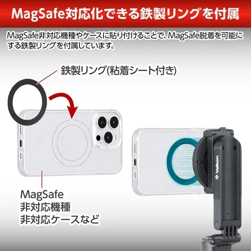 MagSafe対応化できる鉄製リングを付属