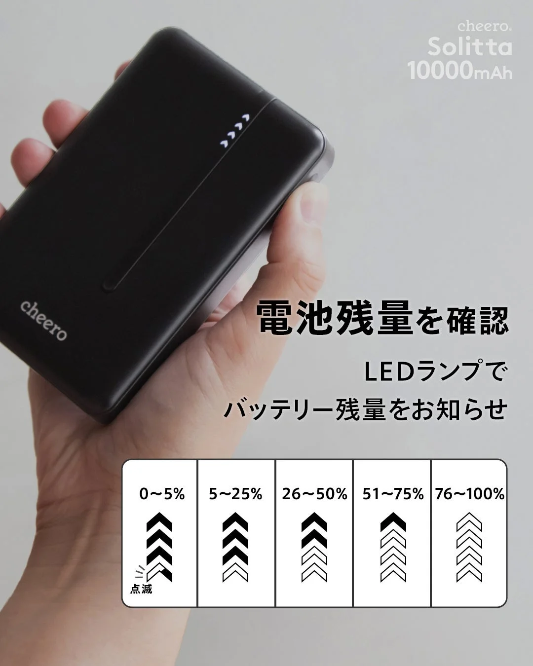 電池残量を確認 LEDランプ