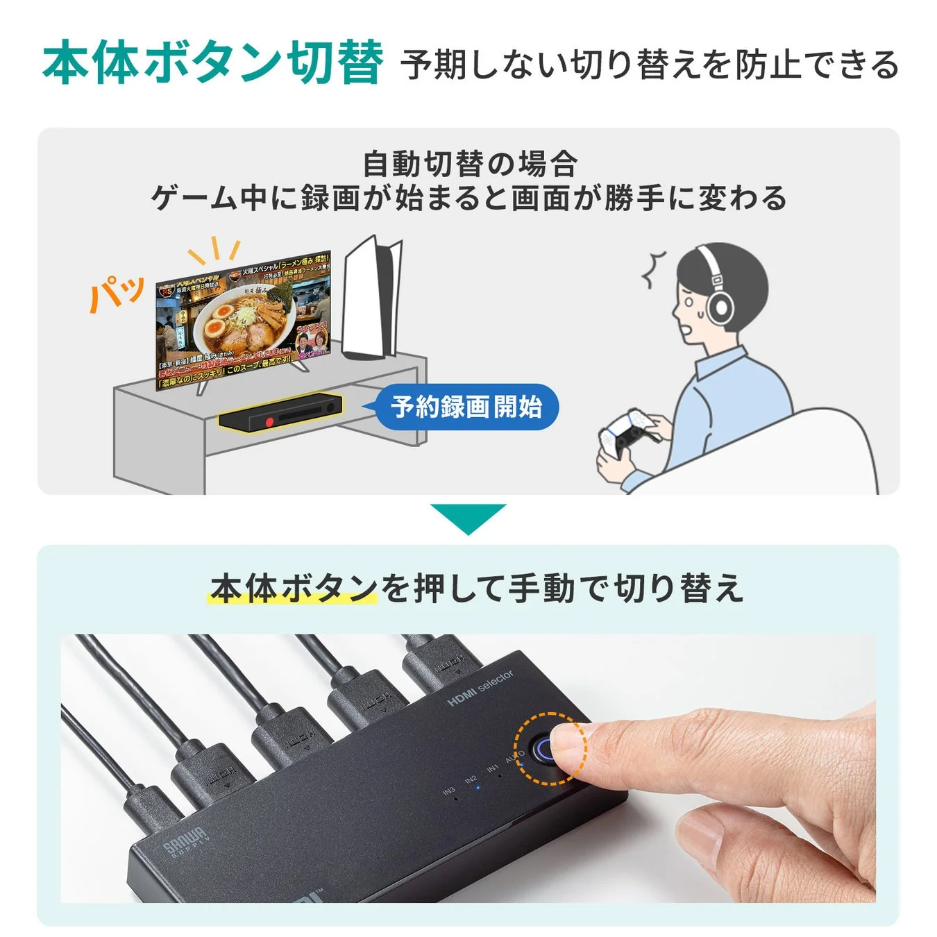 本体ボタン切替