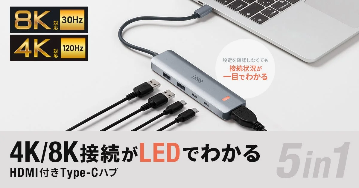新発売！LEDで8K/4K接続が一目瞭然、高速転送対応USB Type-Cハブ「USB-10TCHPS39S」が登場