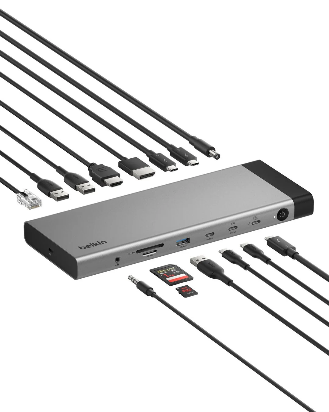 Belkin Connect 14-in-1 Thunderbolt™ 5ドッキングステーションと付属品