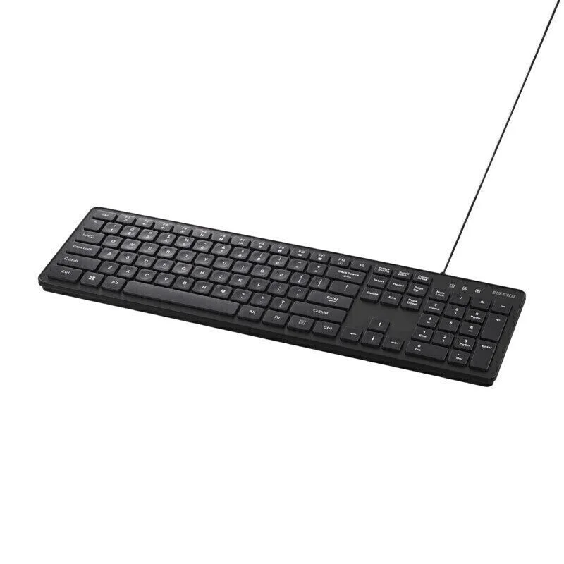 英語配列の黒い有線キーボード