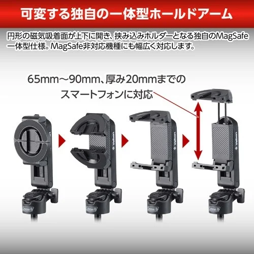 可変する独自のー体型ホールドアーム