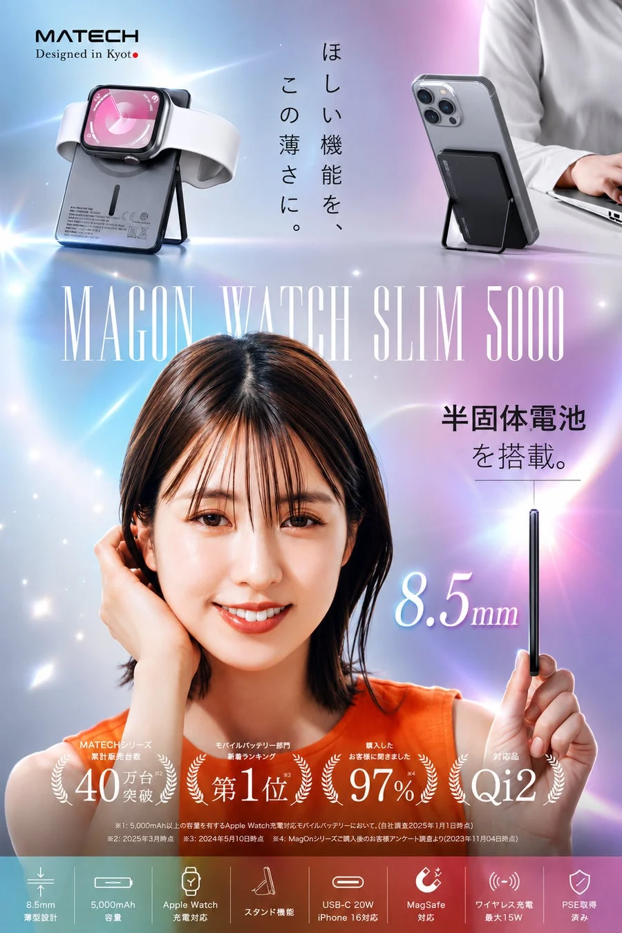 MATECH MagOn Watch Slim 5000 SemiCoreの製品特徴