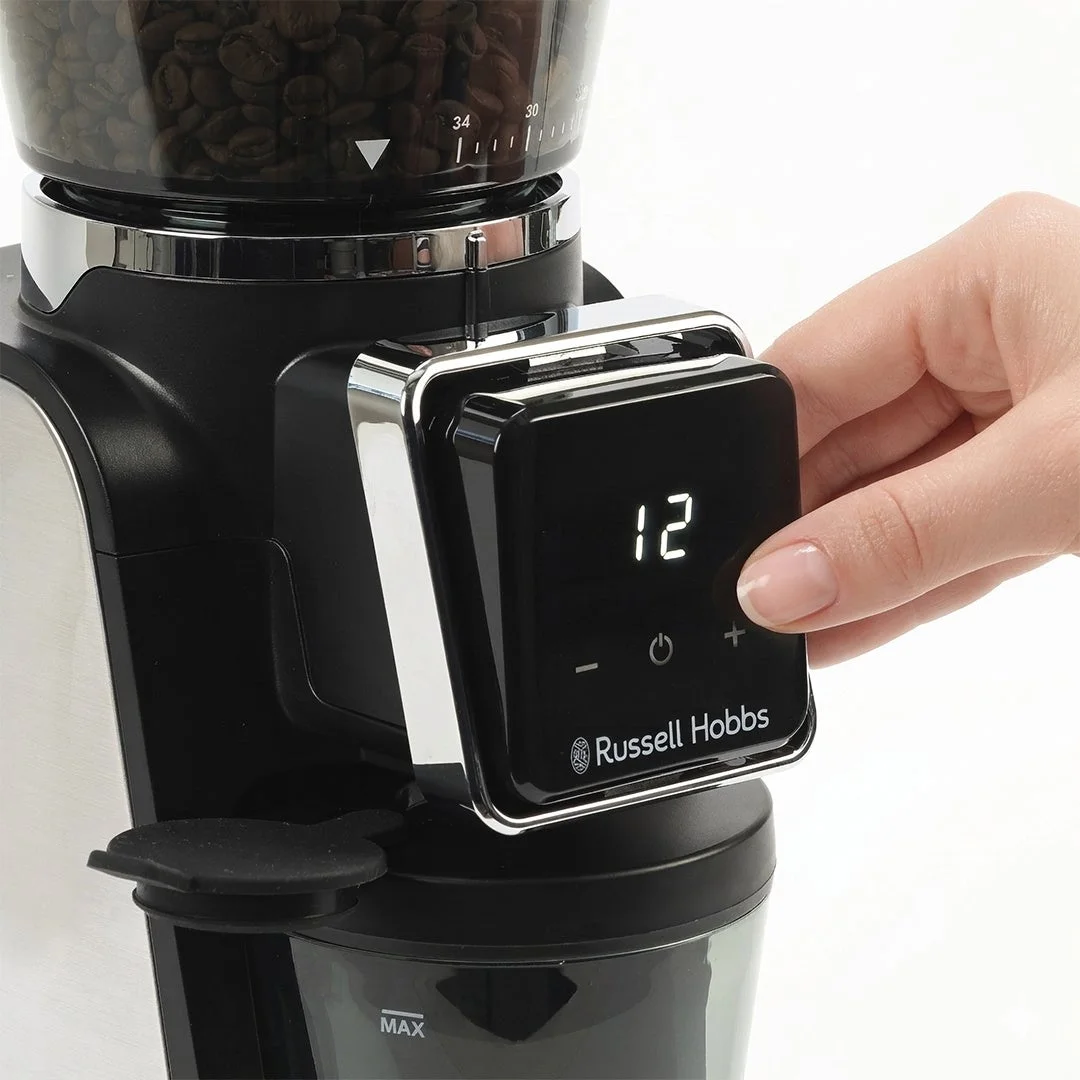 Russell Hobbsのコーヒーグラインダーのクローズアップ画像