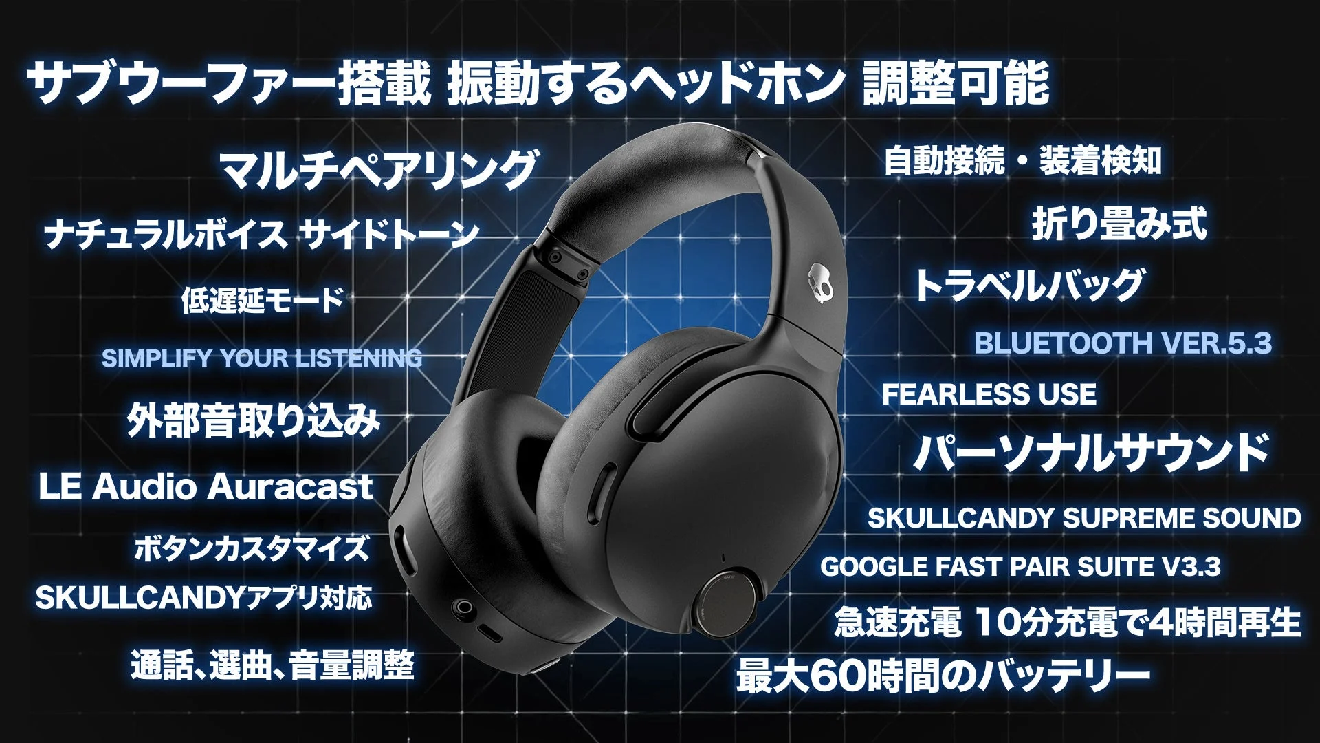 Skullcandy CRUSHER 1080 ANC 機能一覧