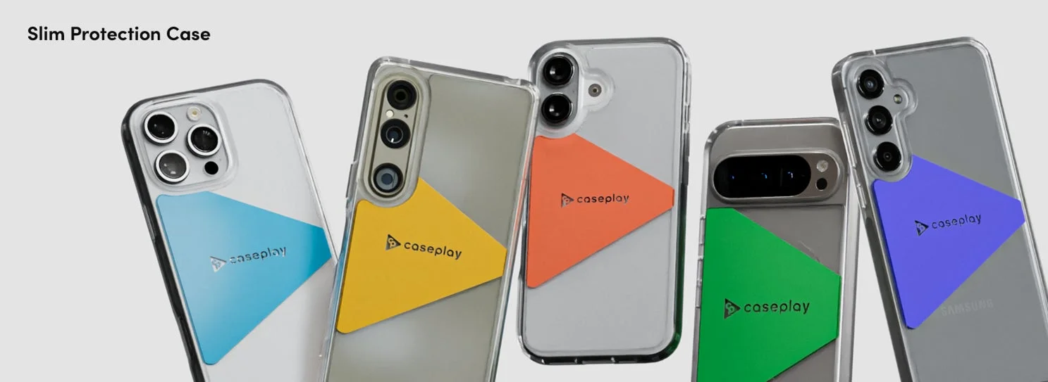 カラフルなcaseplayロゴ入りクリアケース