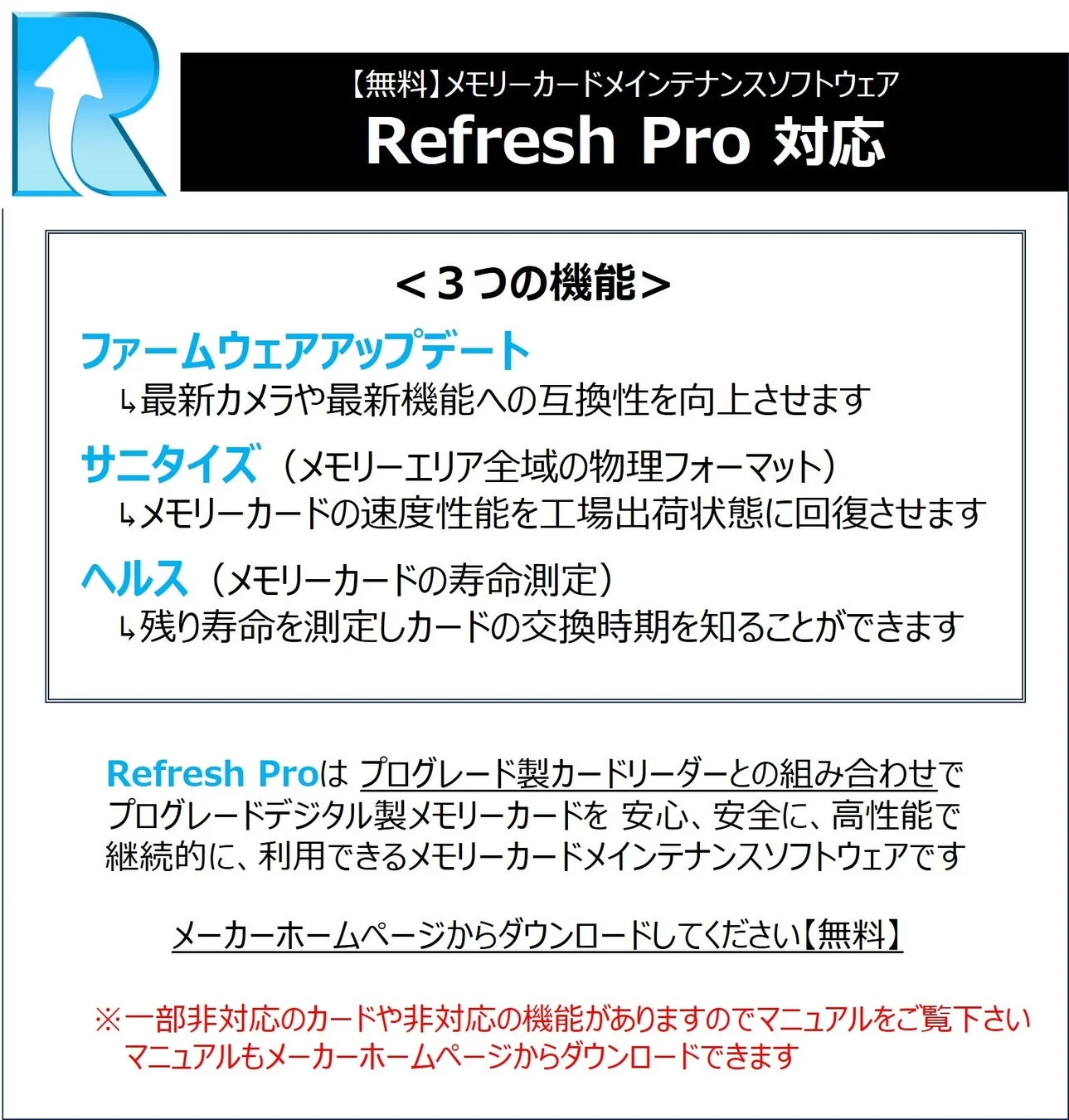メモリーカードメンテナンスソフトウェア Refresh Pro