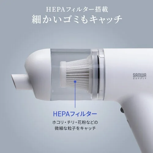 HEPAフィルターを搭載した白いハンディクリーナーの製品画像