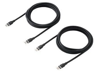 黒色の2m USB Type-Cケーブル2本